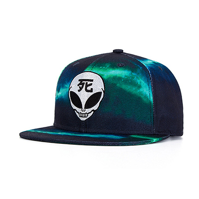 Skull Embroidery Universe Pattern Snapback Cap