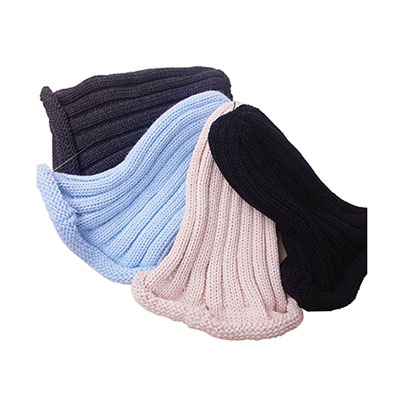 Heavy Ribbed Knitted Plain Beanie with Rolling Edge 
